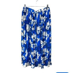 NWT Joie Vibrant Blue pleated Patterned midi skirt size L